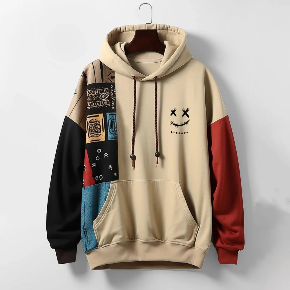 Sweat à motifs contrastés avec cordons