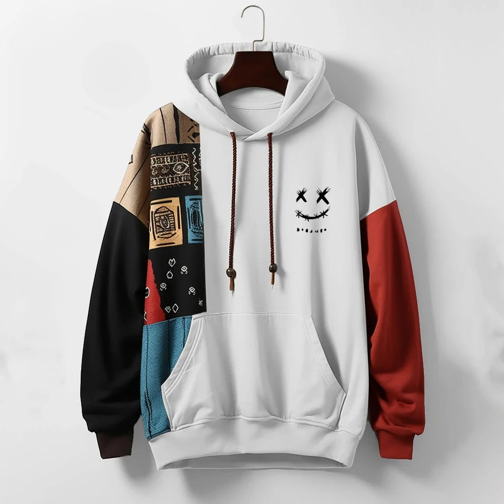Sweat à motifs contrastés avec cordons