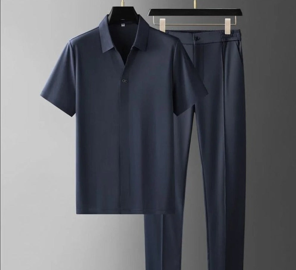 Ensemble polo minimaliste et pantalon fuselé monochrome homme – Le Teich
