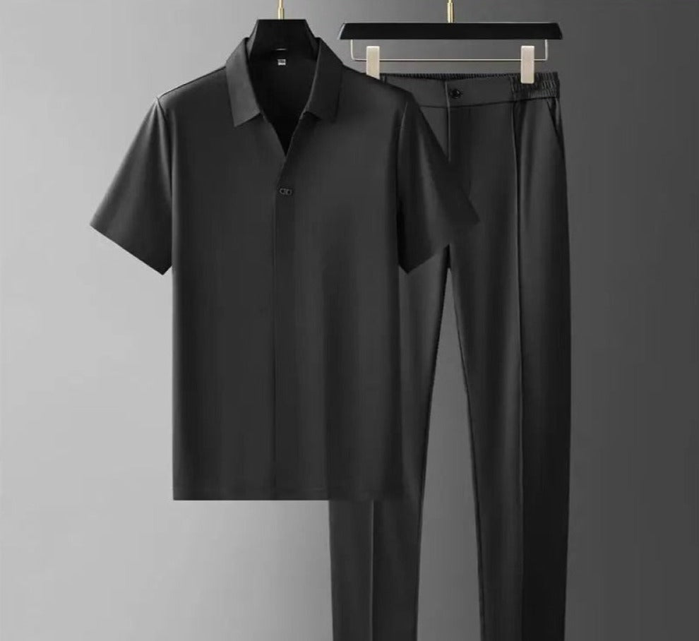 Ensemble polo minimaliste et pantalon fuselé monochrome homme – Le Teich