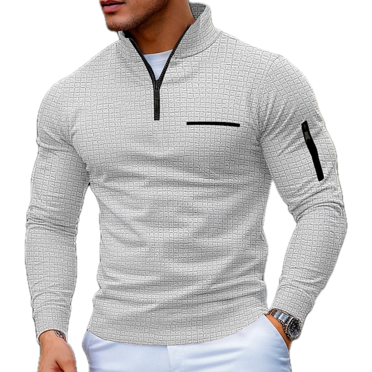 Sweat col zippé à blocs de couleurs