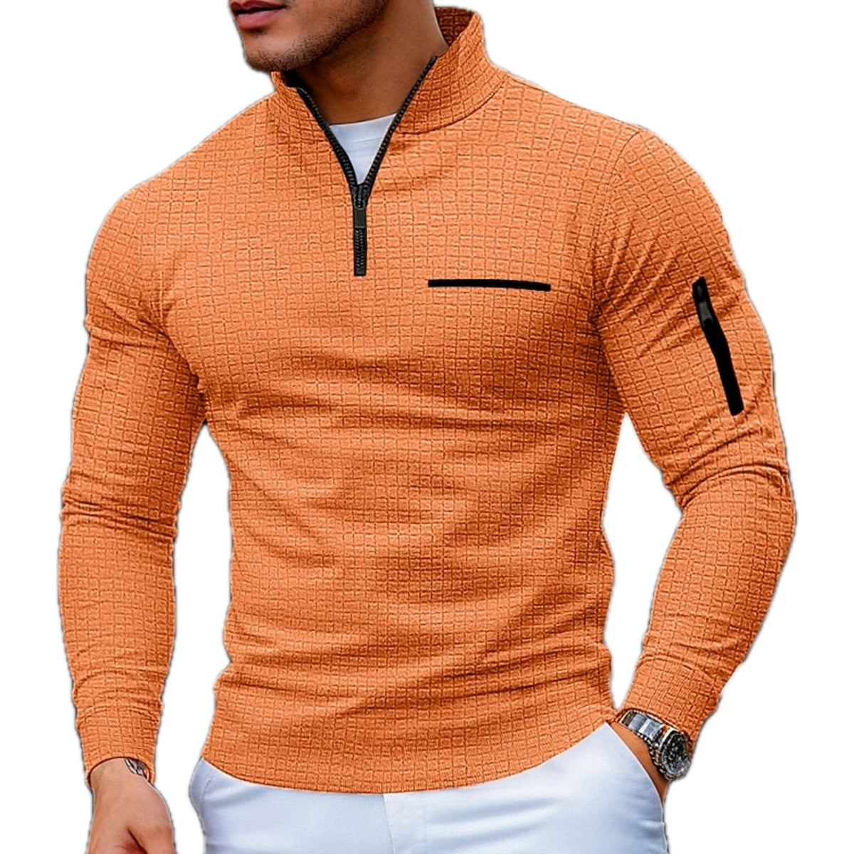 Sweat col zippé à blocs de couleurs
