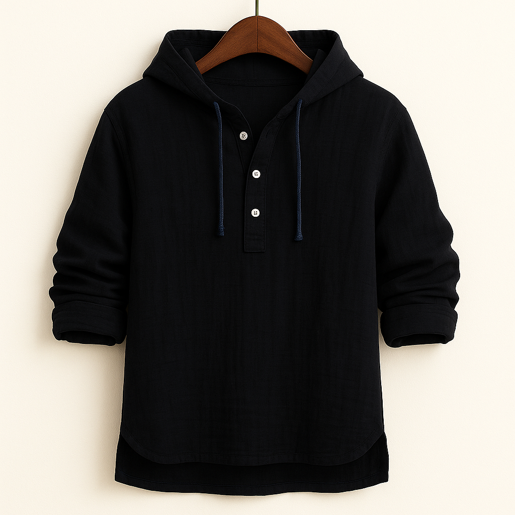 Chemise à capuche texturée à patte boutonnée
