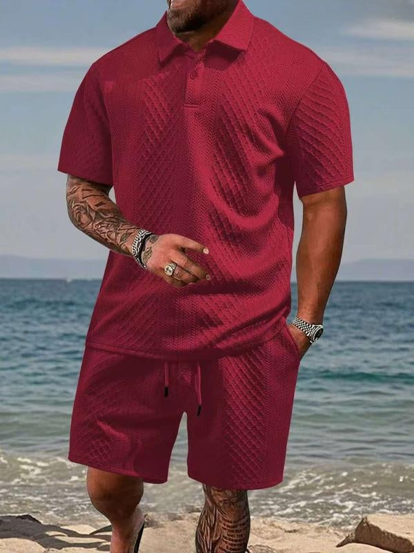Ensemble polo et short en maille texturée