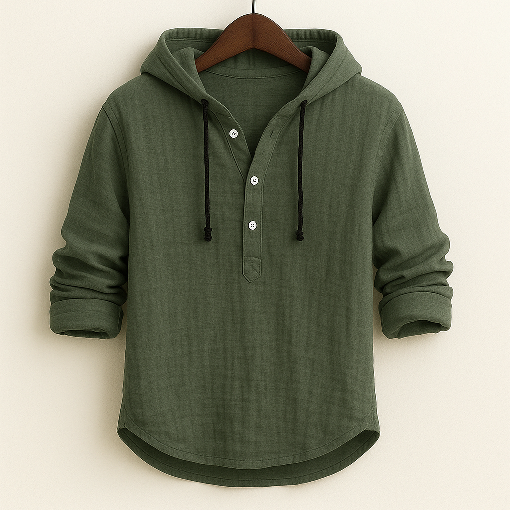 Chemise à capuche texturée à patte boutonnée