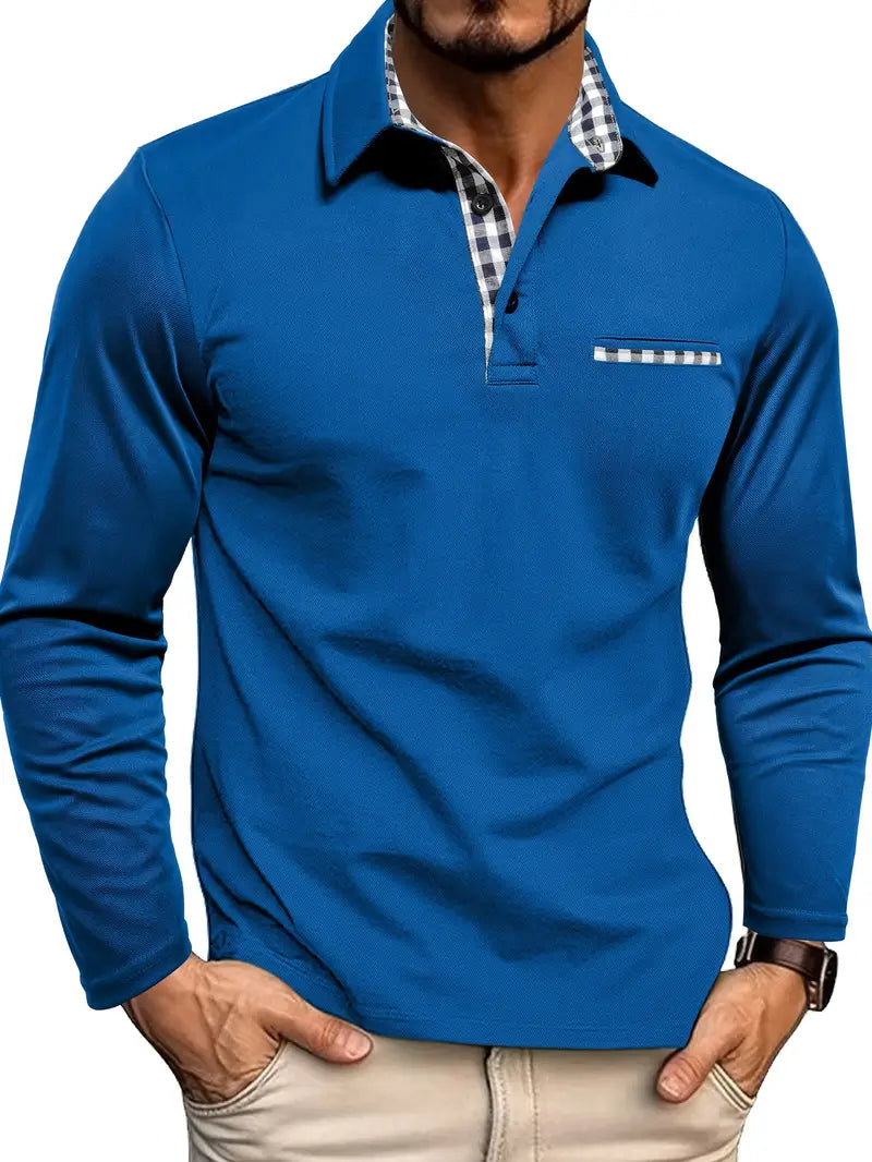 Polo à manches longues coupe ajustée au style intemporel homme – Moncey