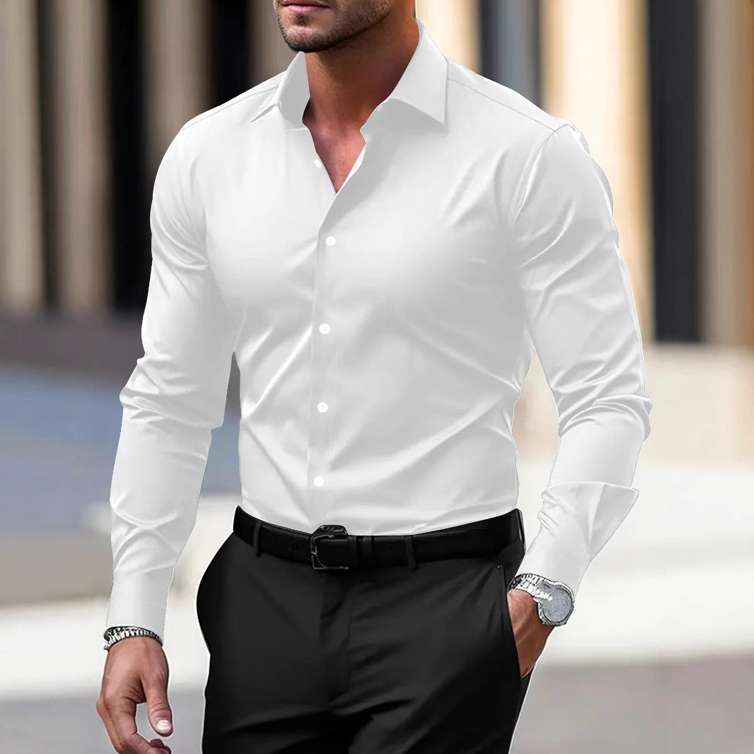 Chemise en velours uni manches longues