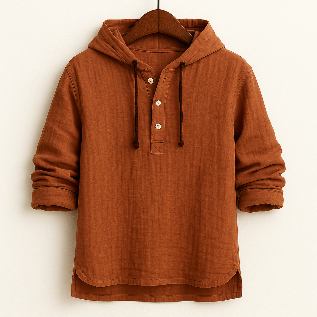 Chemise à capuche texturée à patte boutonnée