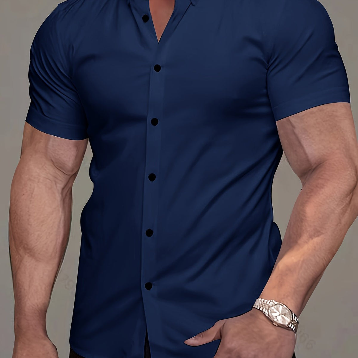 Chemise unie manches courtes à col revers