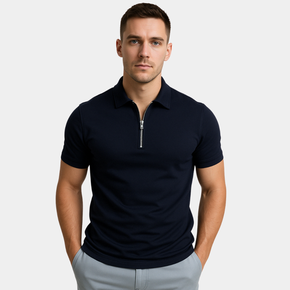 Polo col zippé coupe ajustée