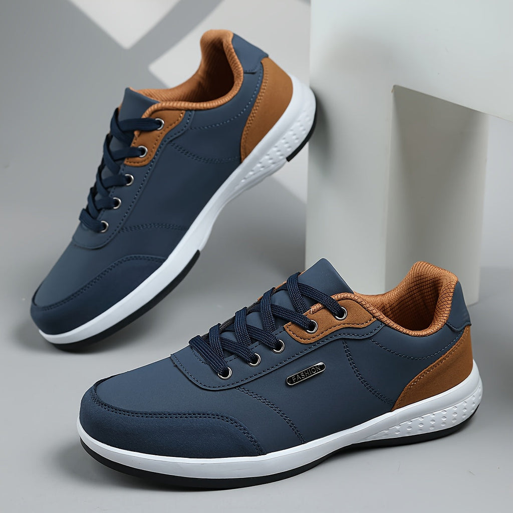 Baskets en toile ou cuir bicolores à lacets semelle contrastée homme – Margaux