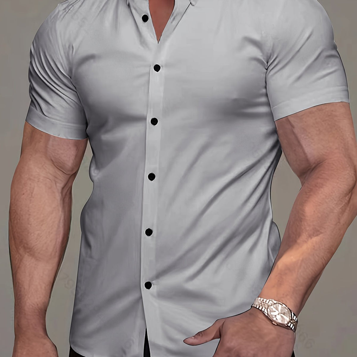 Chemise unie manches courtes à col revers