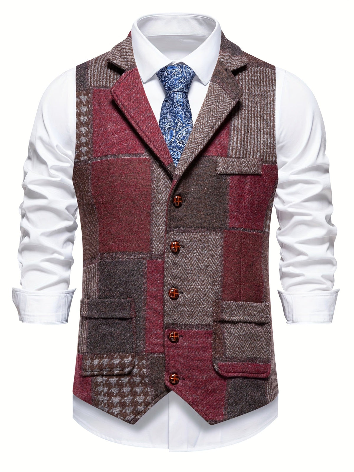 Gilet de costume aspect tweed boutonné