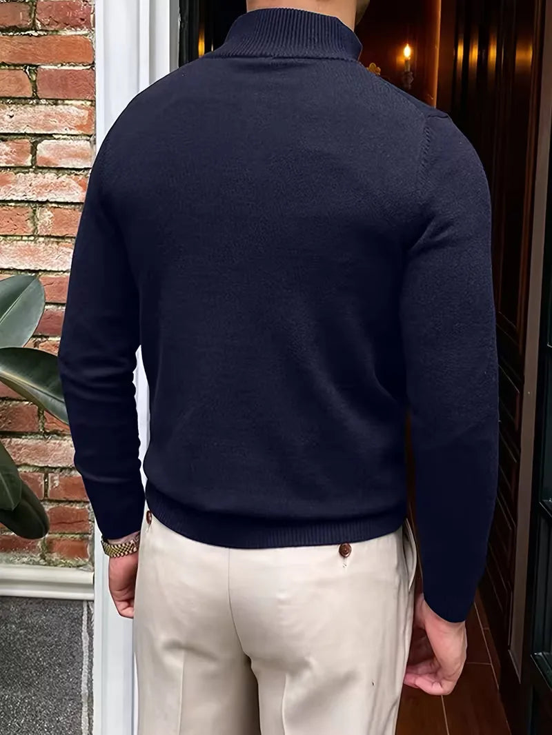 Pull col montant demi-zip en maille douce au style intemporel homme – Lutèce