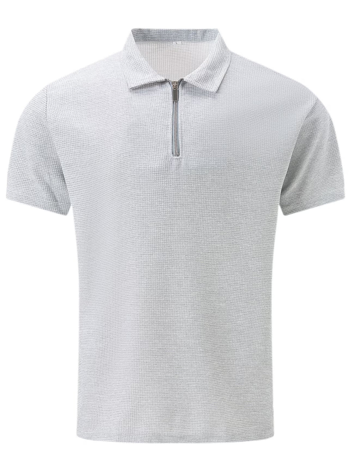 Polo zippé manches courtes maille texturée
