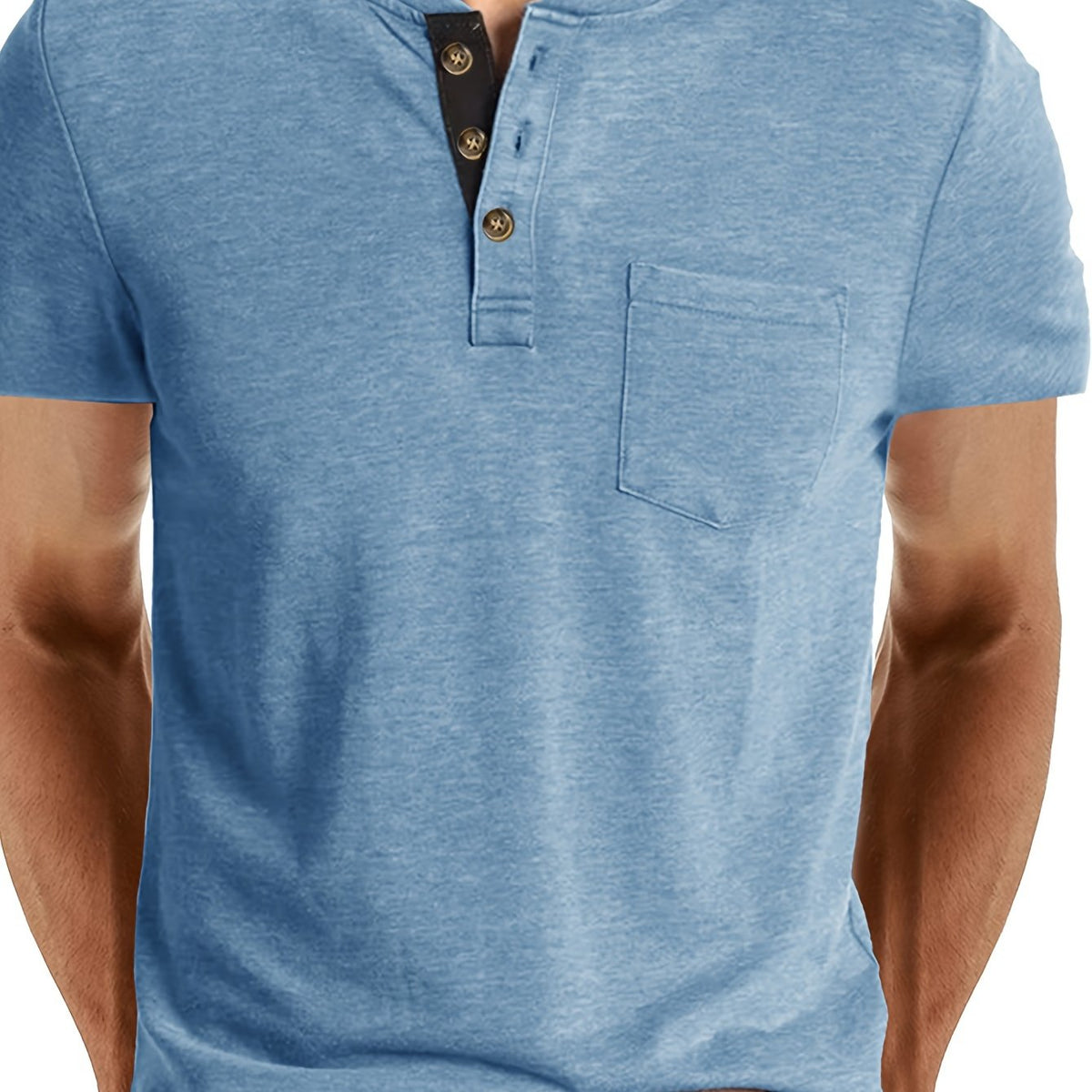 T-shirt henley manches courtes uni