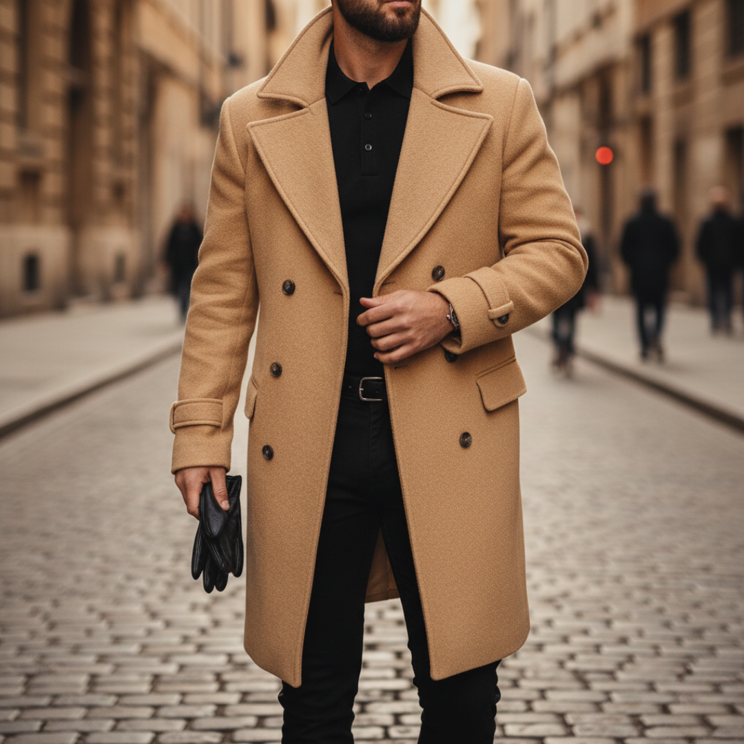 Manteau classique aspect lainage à revers