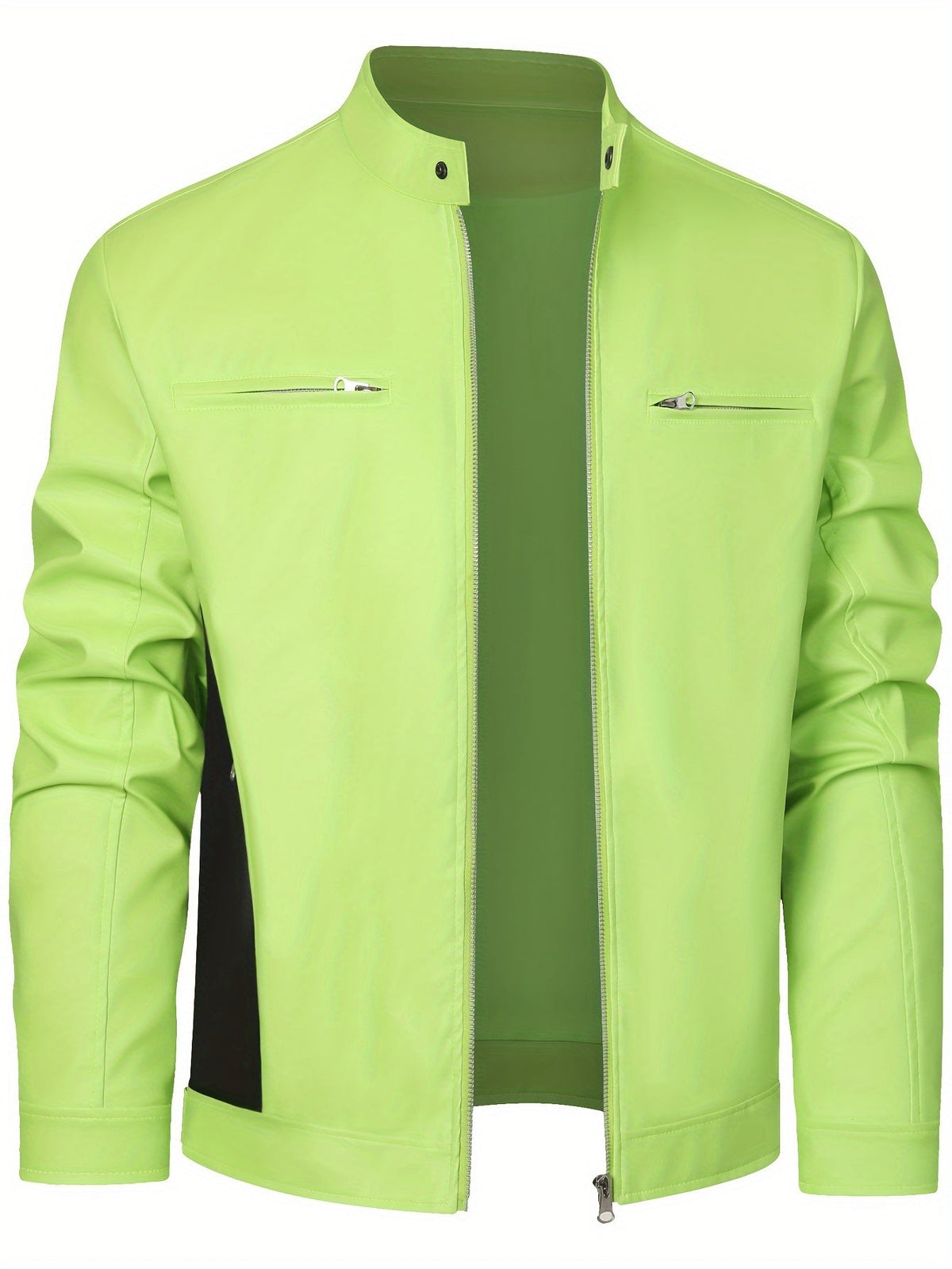 Veste effet cuir zippée col relevé