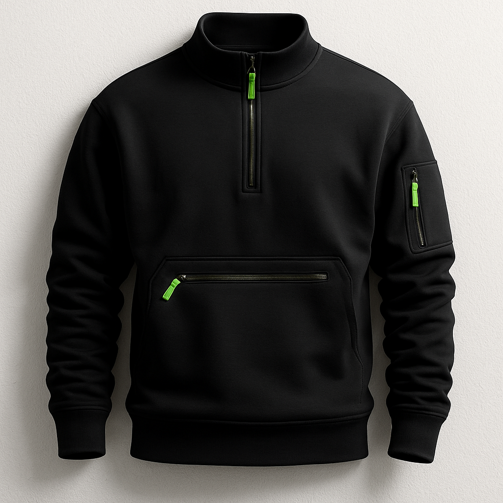 Pull demi-zip col montant poches zippées