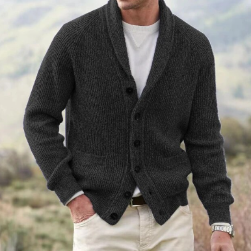 Cardigan en laine col V boutonné maille chaude homme – Savigny
