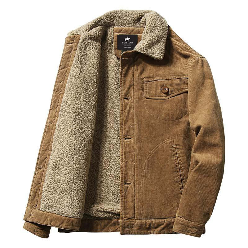 Veste en velours côtelé col en fausse fourrure doublure chaude automne-hiver homme – Pons
