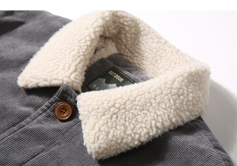 Veste en velours côtelé col en fausse fourrure doublure chaude automne-hiver homme – Pons