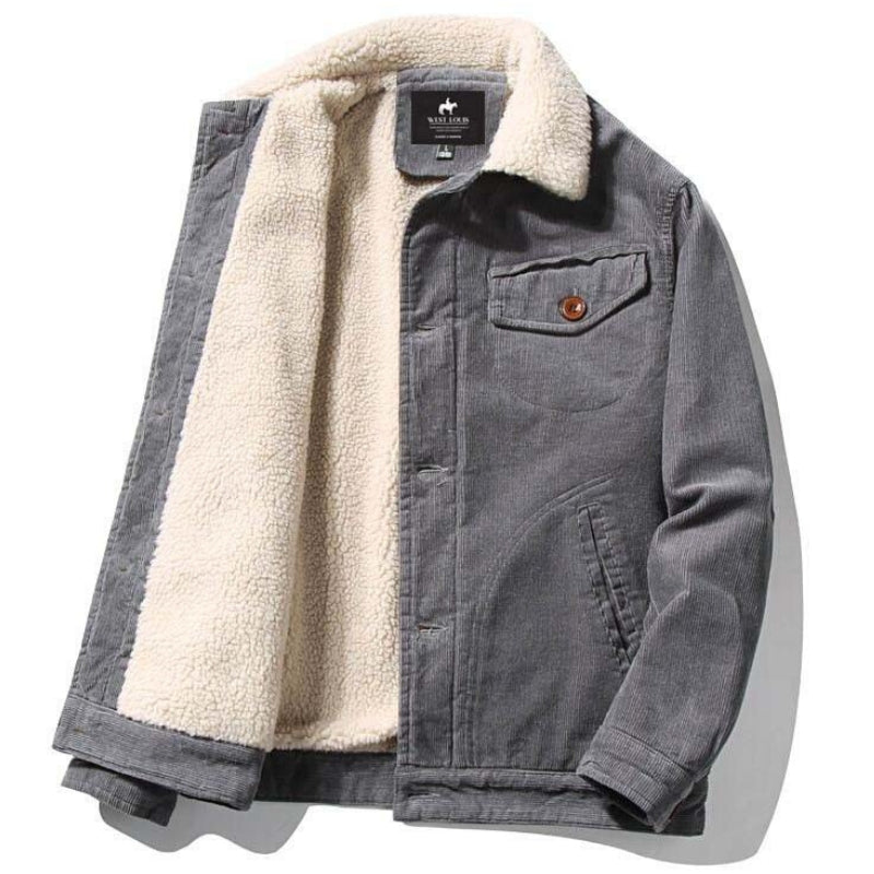 Veste en velours côtelé col en fausse fourrure doublure chaude automne-hiver homme – Pons
