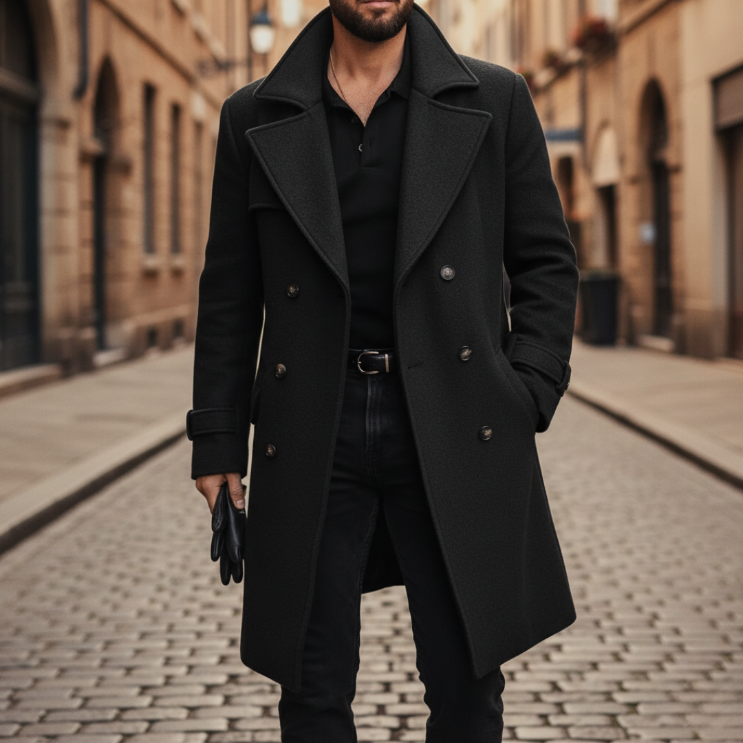 Manteau classique aspect lainage à revers
