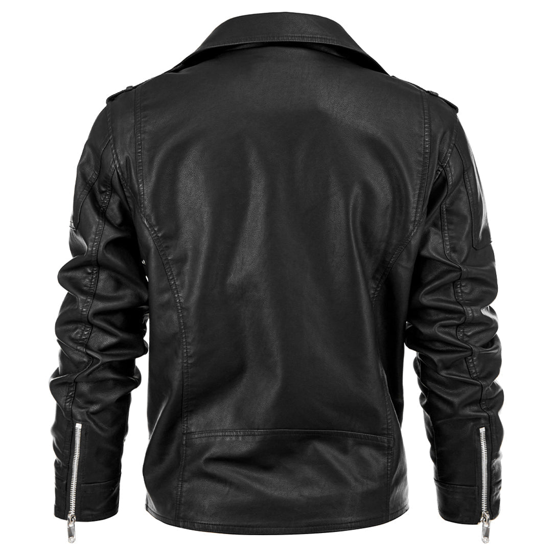 Veste motard effet cuir noir zippée