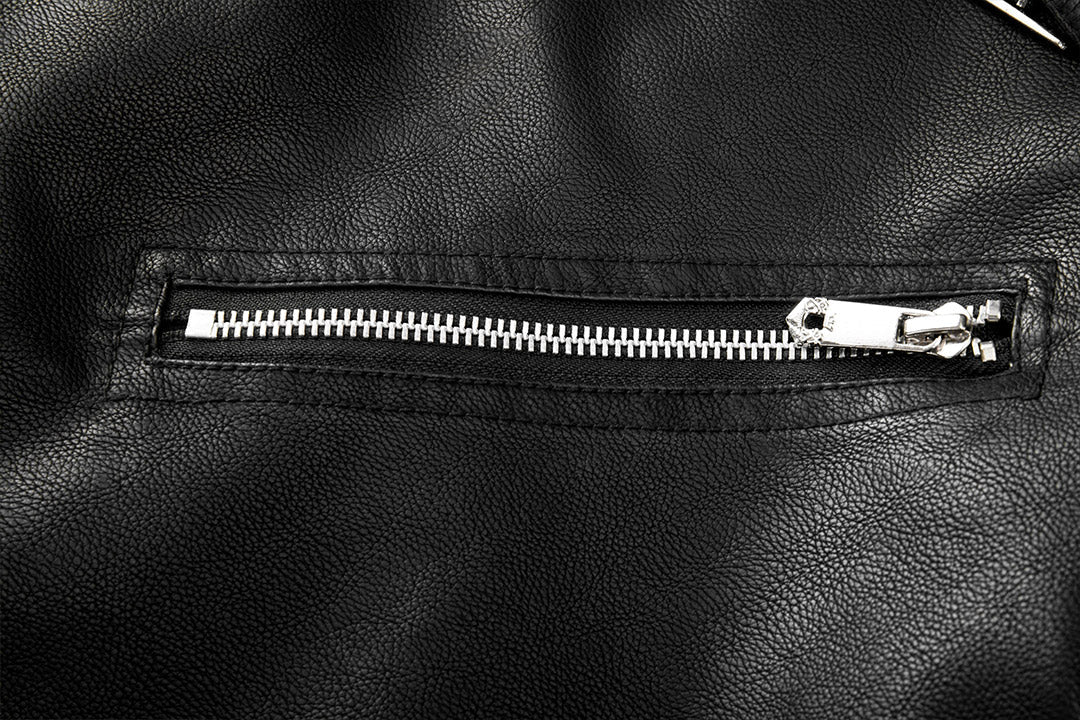 Veste motard effet cuir noir zippée