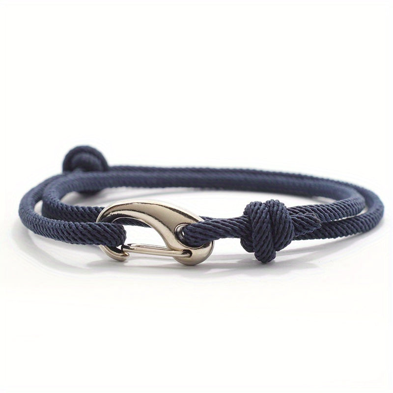 Bracelet à cordon tressé ancre marine noeuds décoratifs fermeture à crochet homme – Saint-Cirq-Lapopie