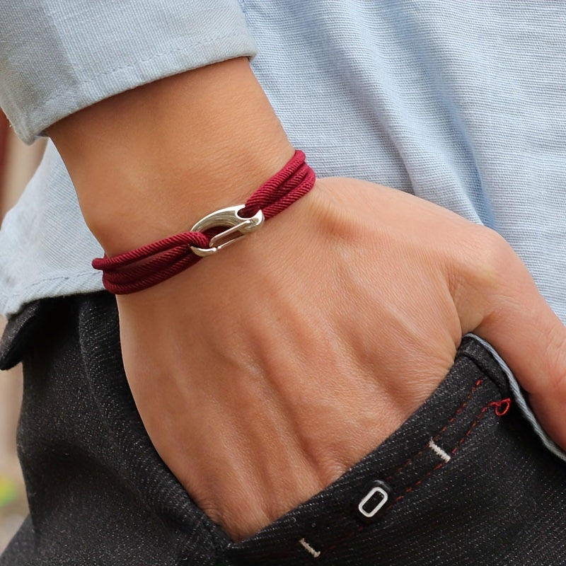 Bracelet à cordon tressé ancre marine noeuds décoratifs fermeture à crochet homme – Saint-Cirq-Lapopie