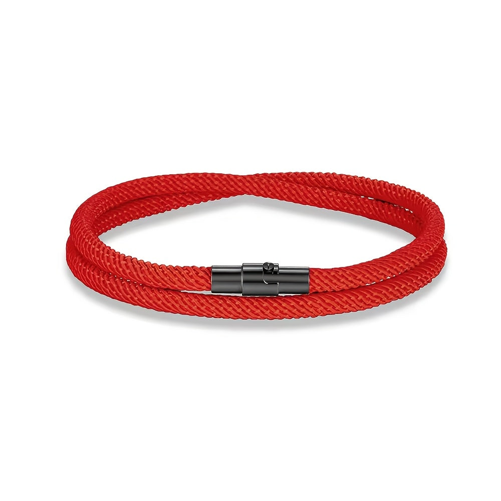 Bracelet tressé double tour fermoir cylindrique homme – Solutré