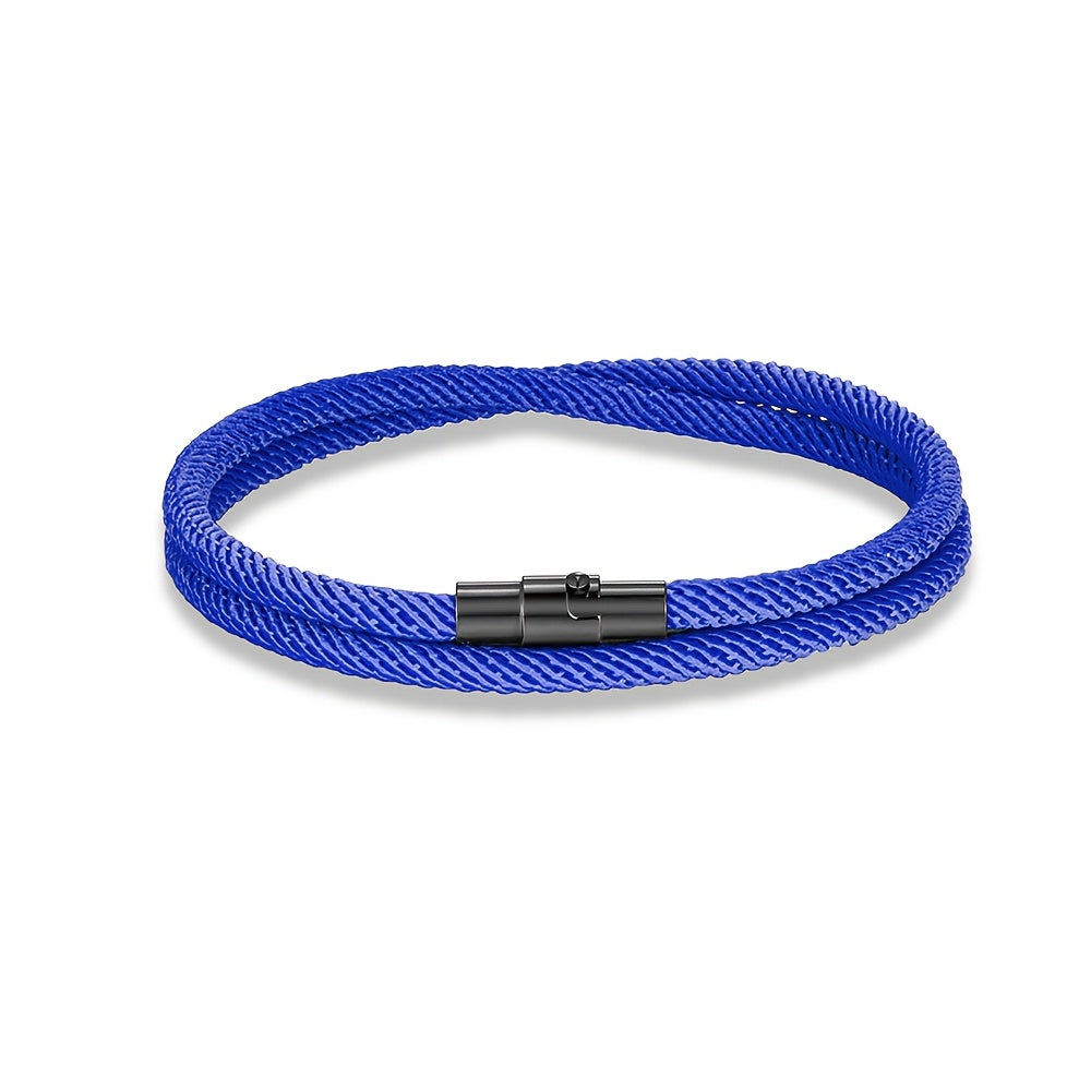 Bracelet tressé double tour fermoir cylindrique homme – Solutré