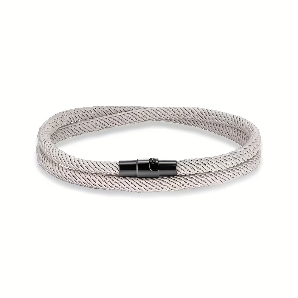 Bracelet tressé double tour fermoir cylindrique homme – Solutré
