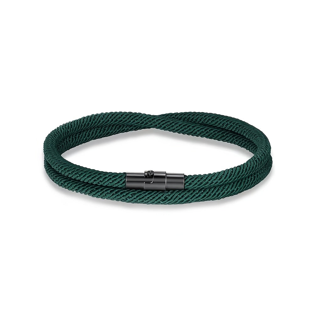 Bracelet tressé double tour fermoir cylindrique homme – Solutré