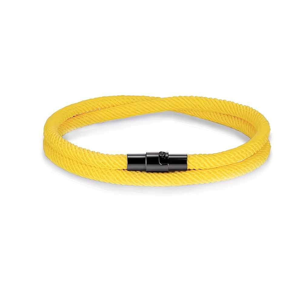 Bracelet tressé double tour fermoir cylindrique homme – Solutré