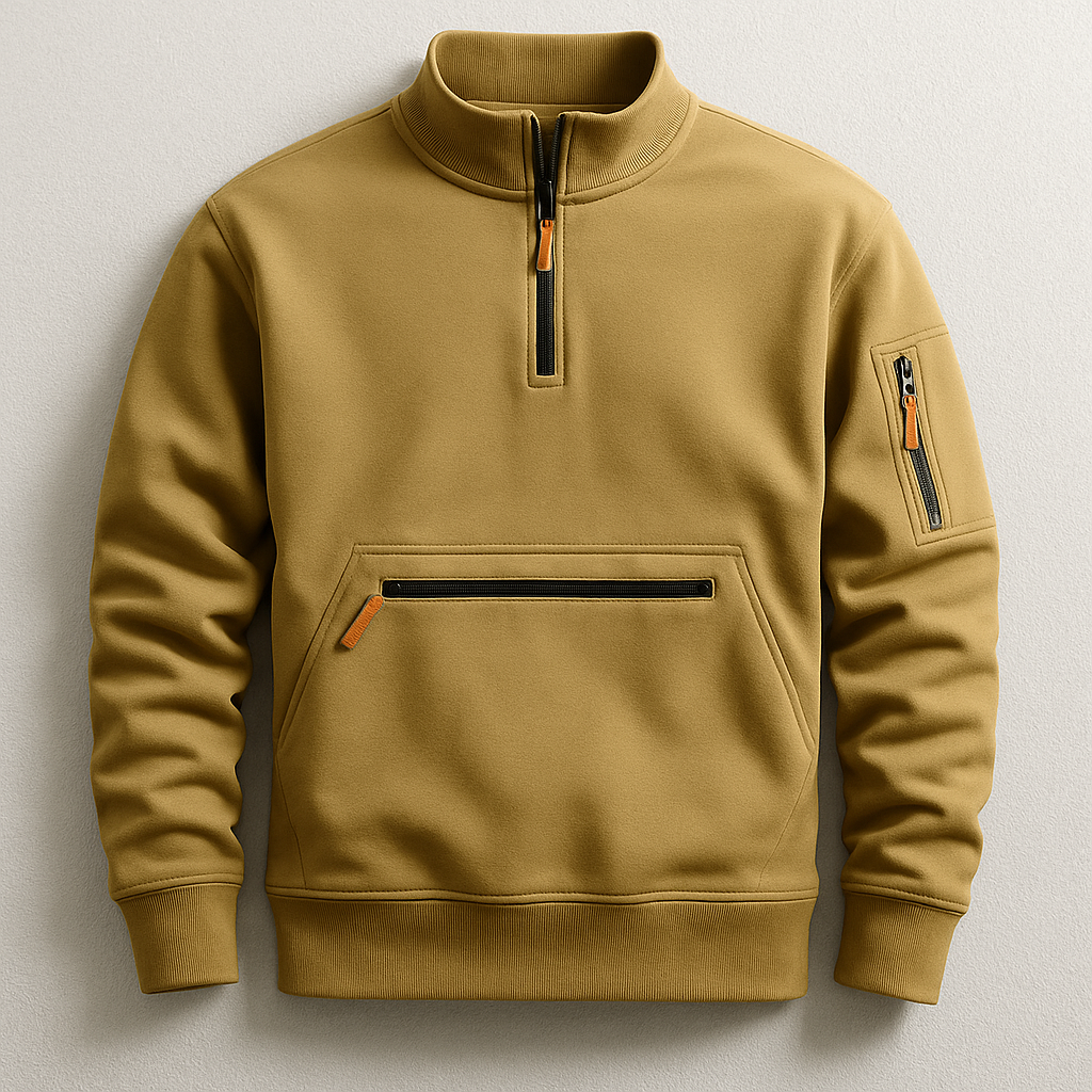 Pull demi-zip col montant poches zippées