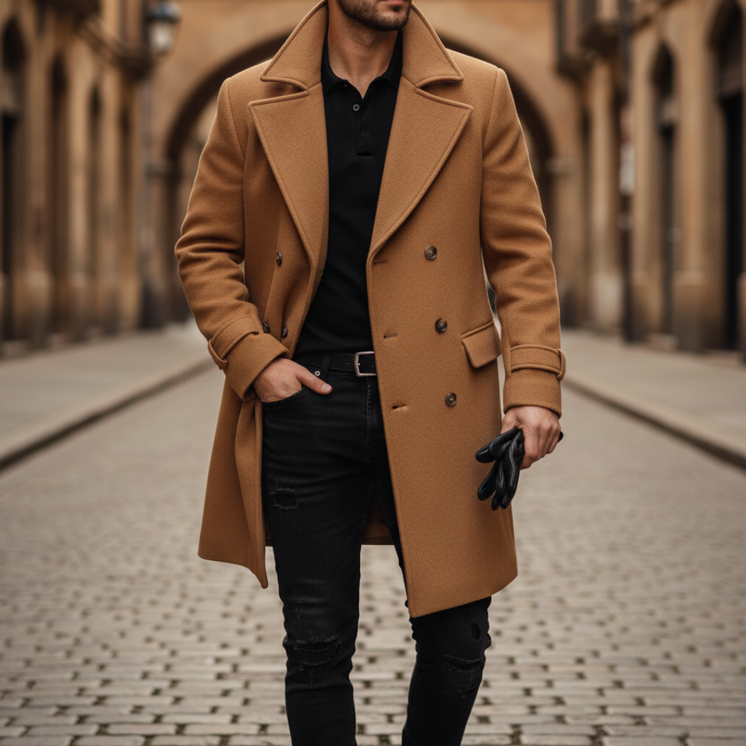 Manteau classique aspect lainage à revers