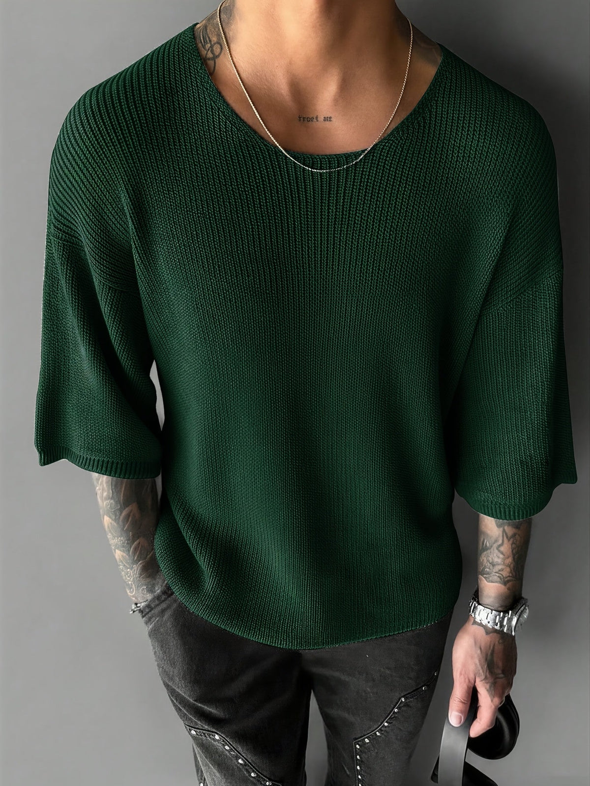 Pull maille manches courtes coupe ample