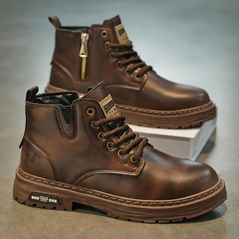 Bottes en cuir véritable à lacets silhouette affirmée maîtrisée homme – Cussac