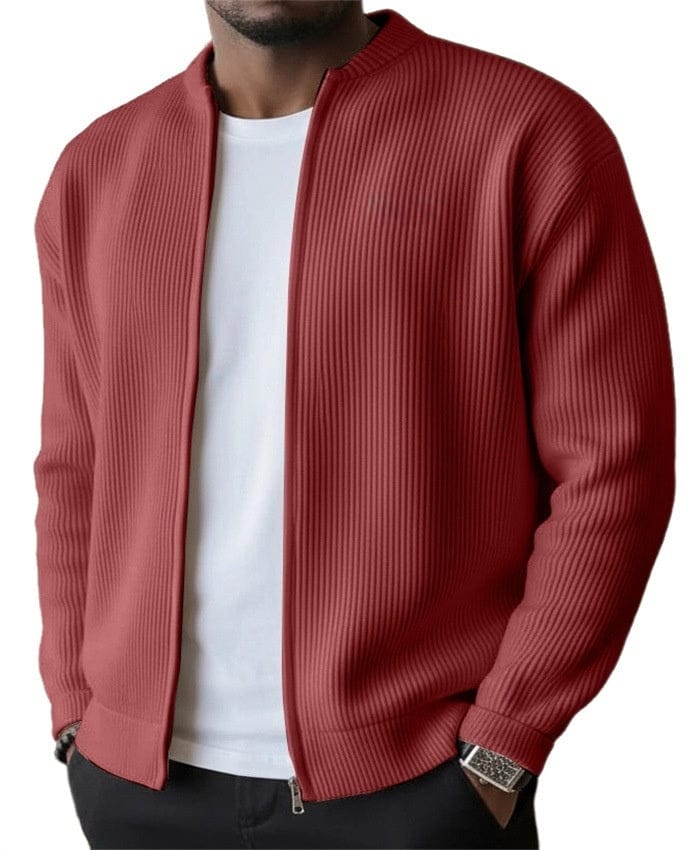 Cardigan zippé en maille côtelée