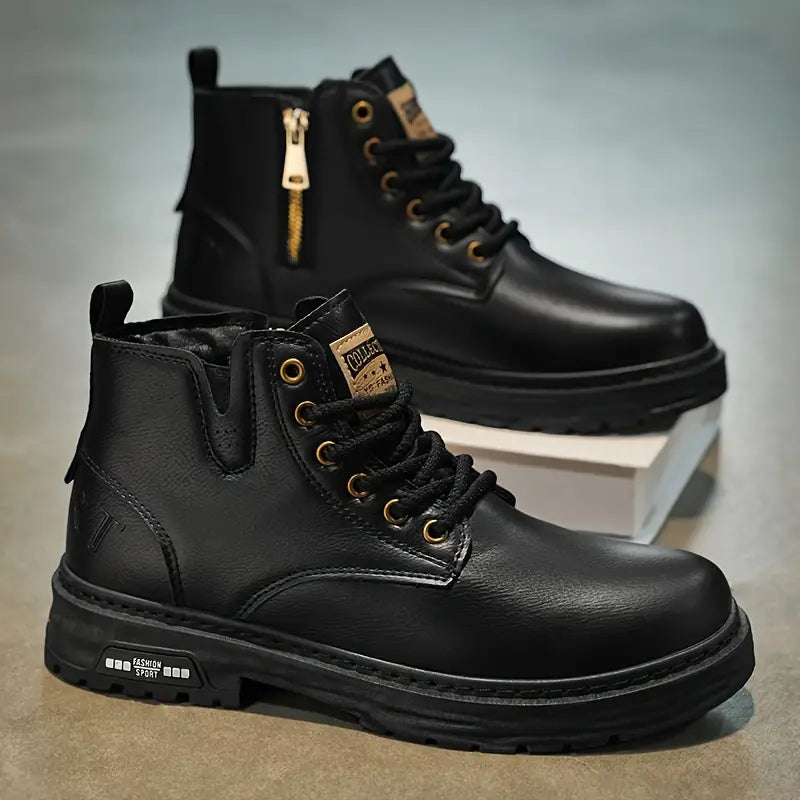 Bottes en cuir véritable à lacets silhouette affirmée maîtrisée homme – Cussac