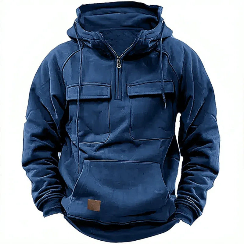 Sweat à capuche demi-zip avec poches