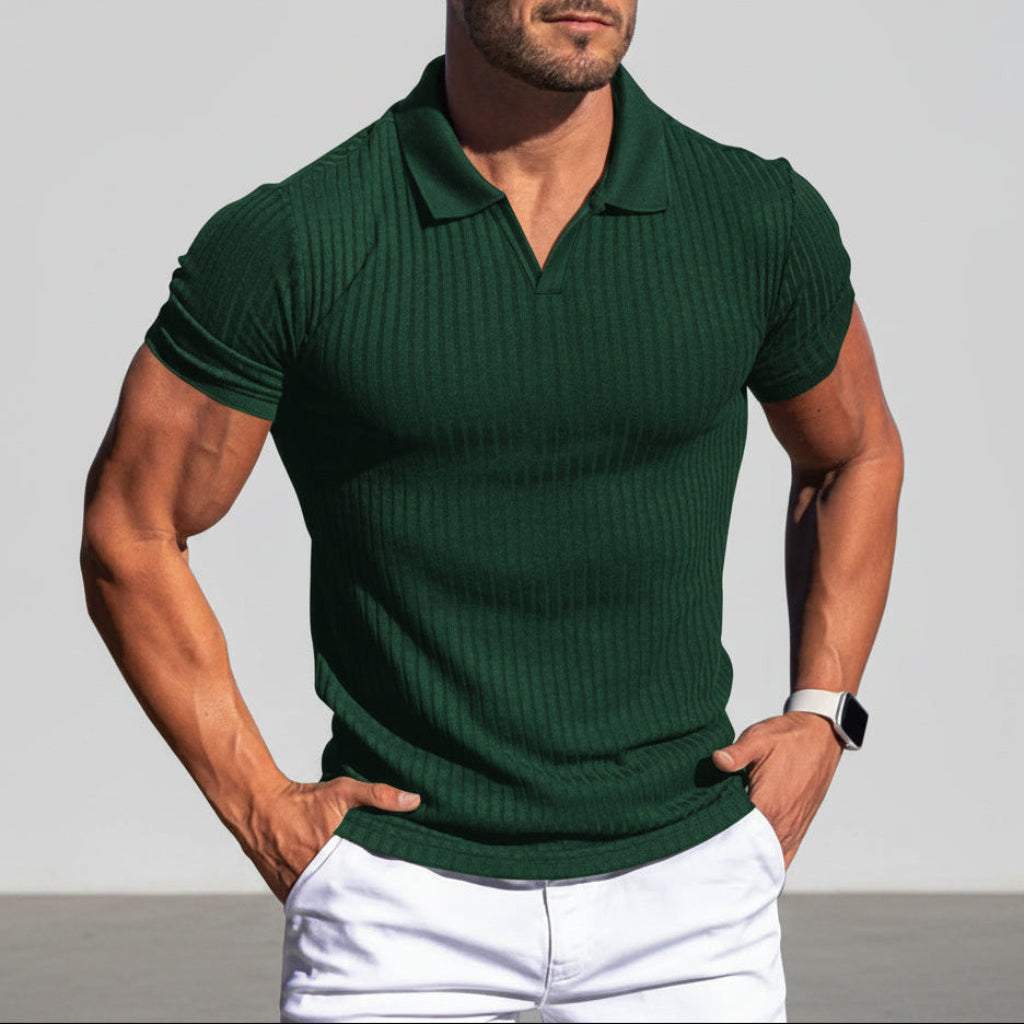 Polo texturé uni à manches courtes