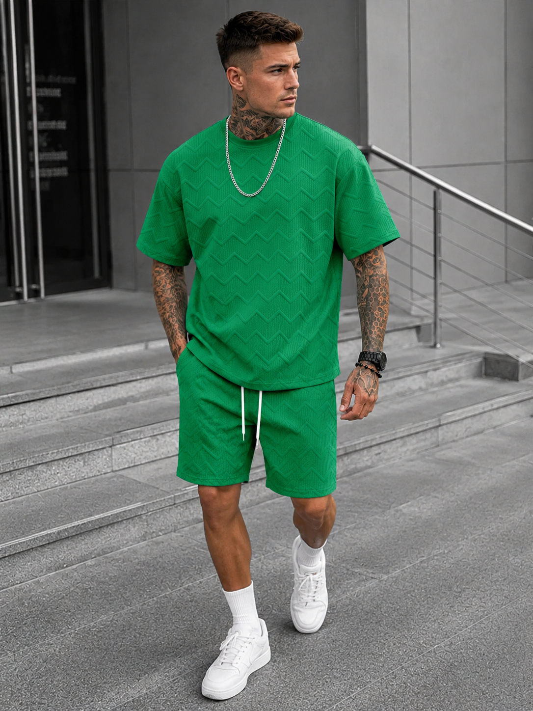 Ensemble t-shirt oversize et short assorti été style chic intemporel homme – Bussy