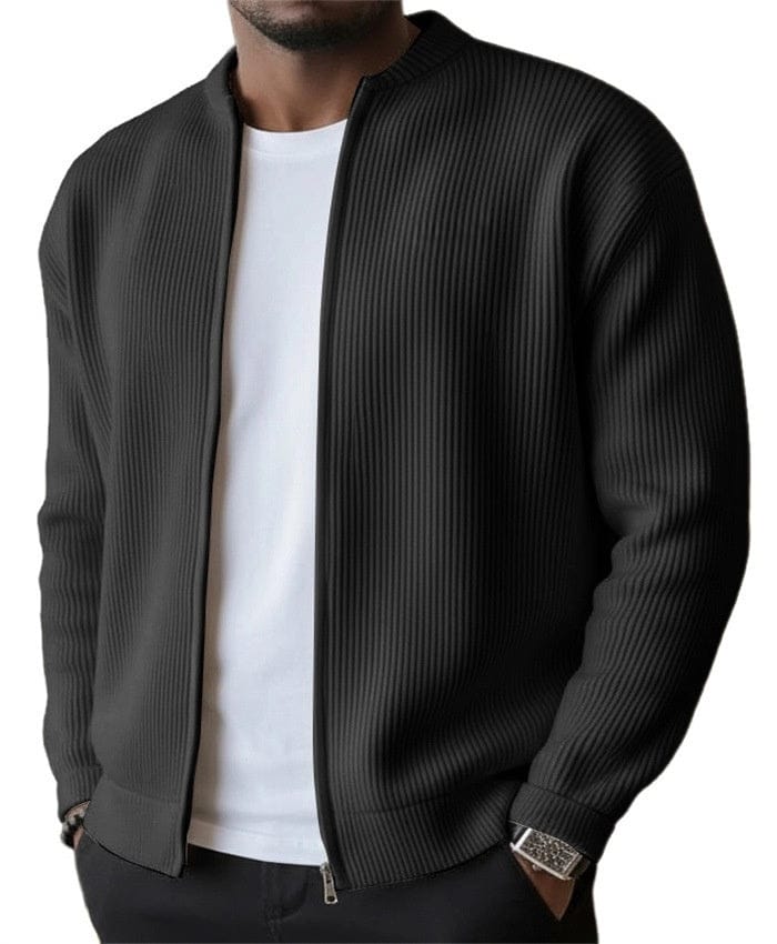 Cardigan zippé en maille côtelée