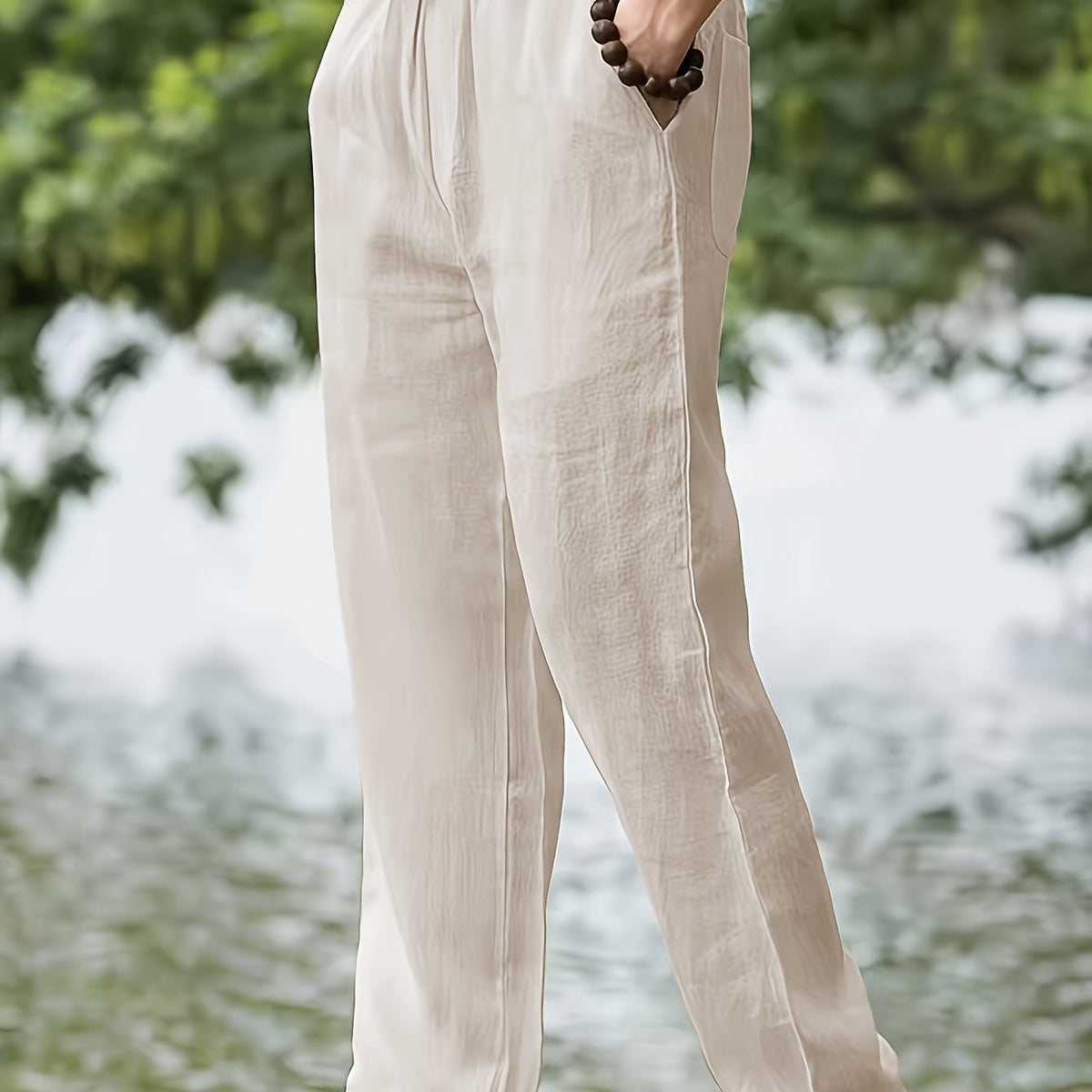 Pantalon uni coupe ample à taille ajustable homme – Sévignac