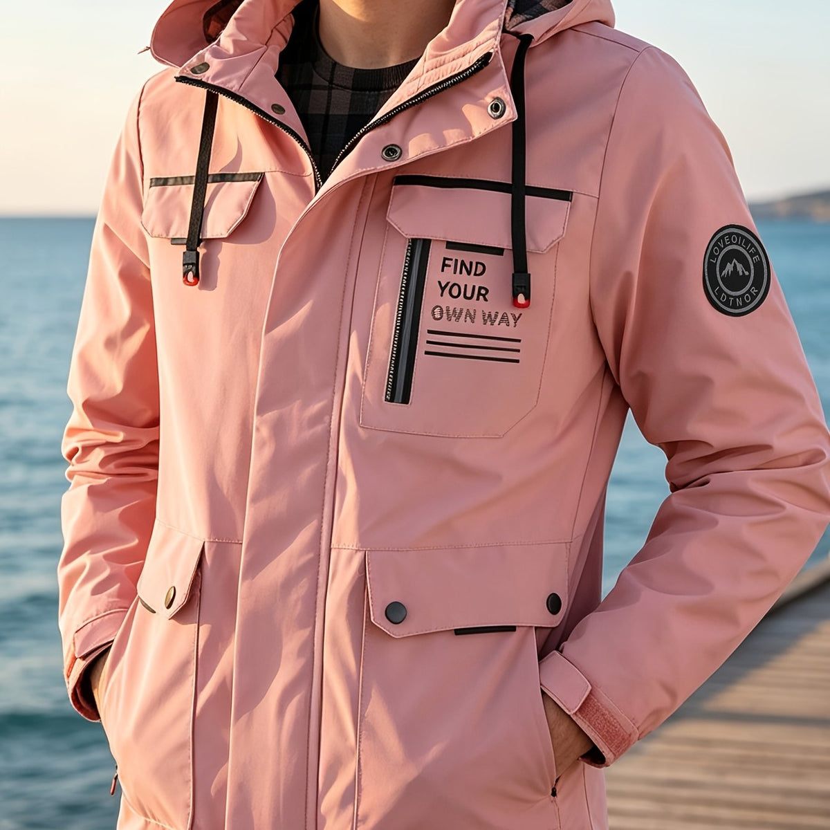 Veste zippée à capuche motif lettres