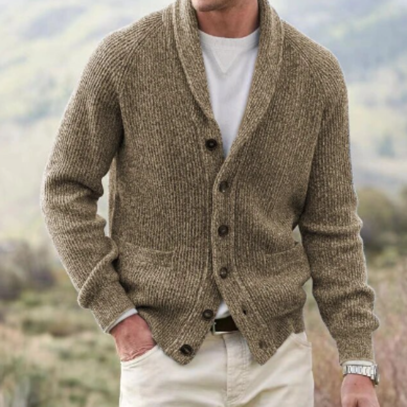 Cardigan en laine col V boutonné maille chaude homme – Savigny